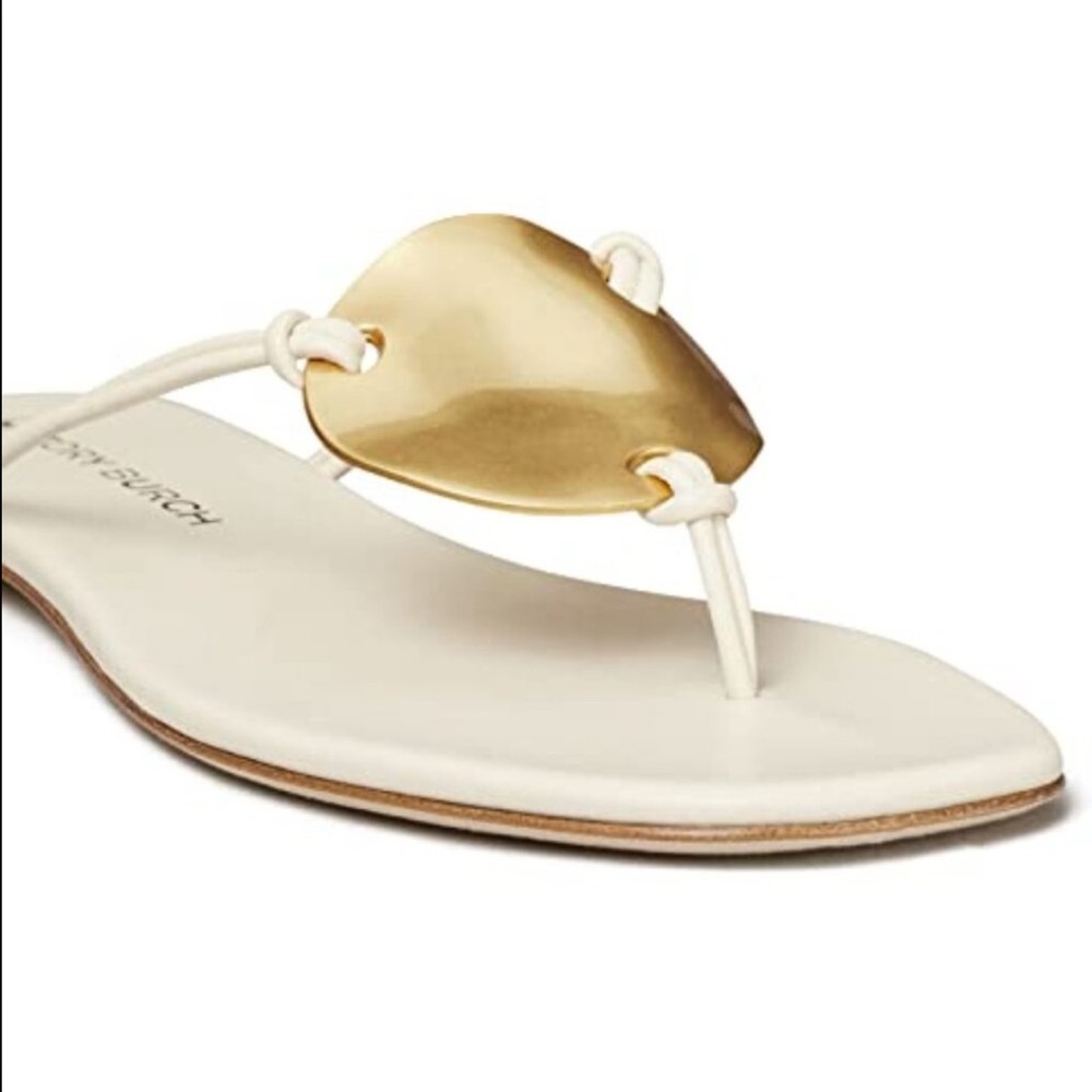 Tory Burch Patos Disc leather thong sandal in white/cream - Picture 4 of 6